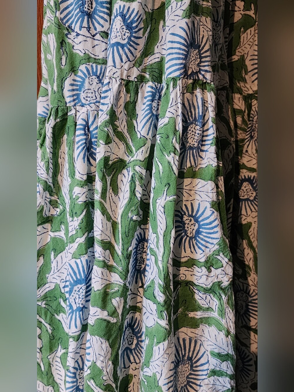 Block Print Cotton Maxi Dress Sz L - Picture 8 of 9